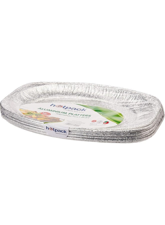 Hotpack 10-Piece Disposable Aluminium Catering Serving Tray Platter Silver 14x10inch  - Image 4