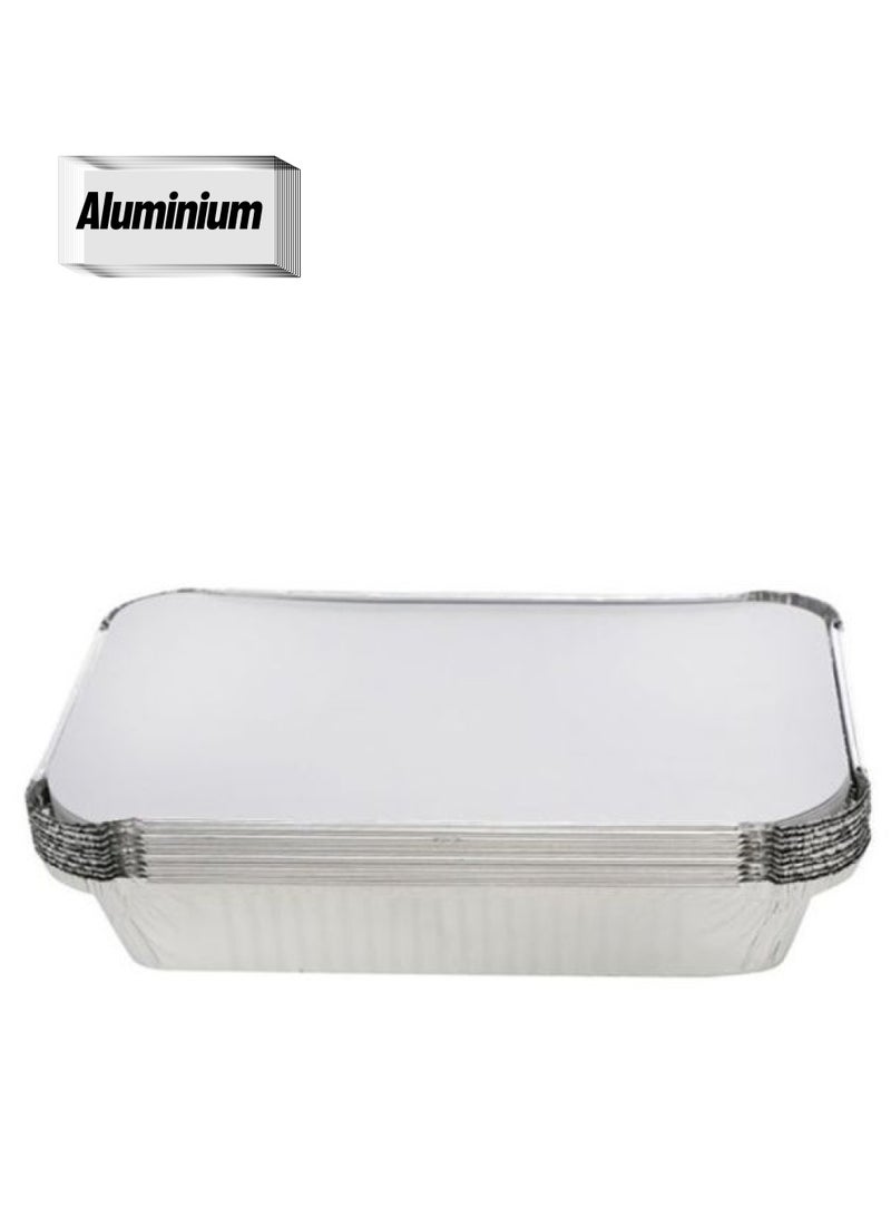 Hotpack 10-Piece Disposable Aluminium Foil Food Take Away Container Silver 197x124x46mm - Image 1