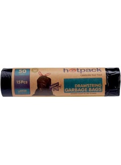 Hotpack 15-Piece Heavy Duty Garbage Large Bags 50 Gallon Black 75x103cm  - Image 3