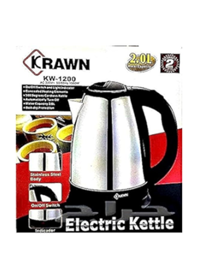 KRAWN - Electric Kettle 2 L 1500 W KW1200 Silver - Image 1