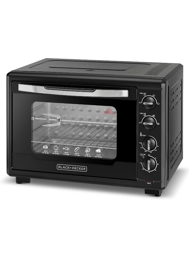 BLACK+DECKER Toaster Oven with Double Grill,  90-230° Temp Control, Double Glass Door, Stainless Steel Interior, Multiple Accessories for Baking & Broiling, 55 L 2000 W TRO55RDG-B5 Black - Image 3