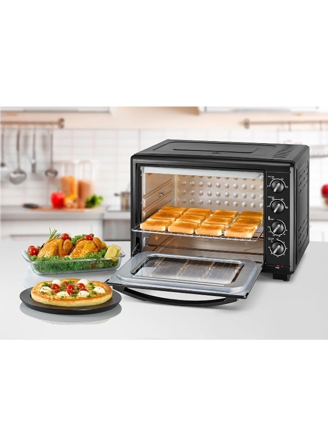 BLACK+DECKER Toaster Oven with Double Grill,  90-230° Temp Control, Double Glass Door, Stainless Steel Interior, Multiple Accessories for Baking & Broiling, 55 L 2000 W TRO55RDG-B5 Black - Image 5