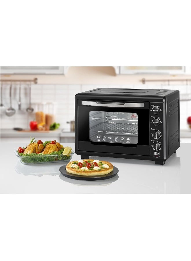 BLACK+DECKER Toaster Oven with Double Grill,  90-230° Temp Control, Double Glass Door, Stainless Steel Interior, Multiple Accessories for Baking & Broiling, 55 L 2000 W TRO55RDG-B5 Black - Image 2