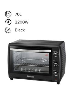 BLACK+DECKER Toaster Oven, Adjustable 90-230°C Thermostat, Double Grill with Convection, Glass Door for Safety, Rotisserie Function, Anti-Rust Stainless Steel Interior, 70 L 2200 W TRO70RDG-B5 Black  - Image 2