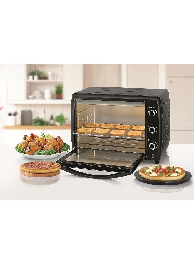 BLACK+DECKER Toaster Oven, Adjustable 90-230°C Thermostat, Double Grill with Convection, Glass Door for Safety, Rotisserie Function, Anti-Rust Stainless Steel Interior, 70 L 2200 W TRO70RDG-B5 Black - Image 4