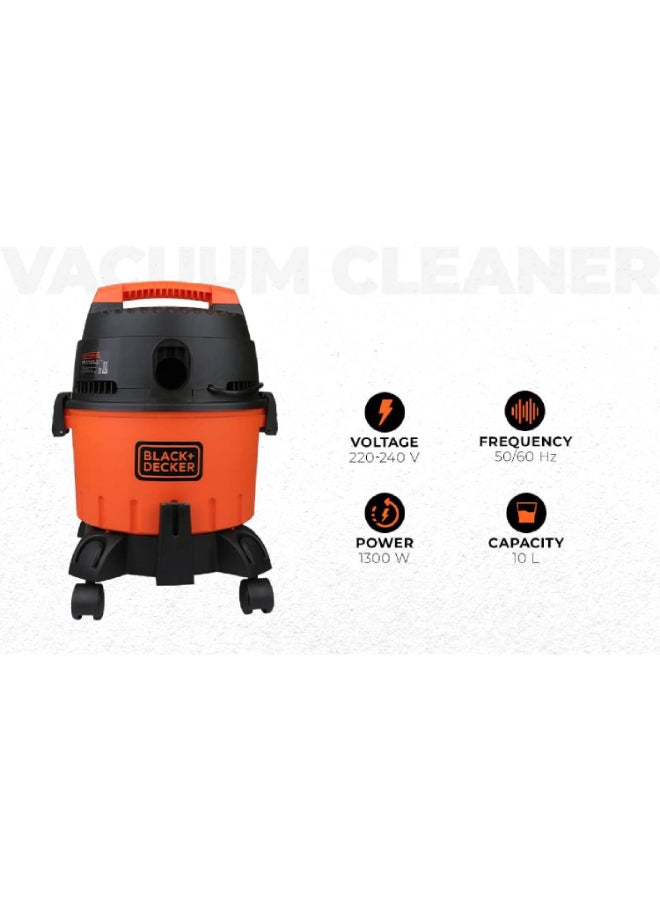 بلاك اند ديكر مكنسة كهربائية رطبة وجافة ، سلك بطول 5 أمتار، أنبوب دوار بطول 2 متر، فلتر HEPA قابل للغسل، حماية  الحرارة الزائدة، وظيفة النفخ، سهلة التركيب، 10 L 1200 W WDBD10-B5 برتقالي/أسود - Image 3