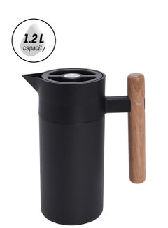 Stainless Steel Coffee Jug With Wood Handle Black 37x24x27cm