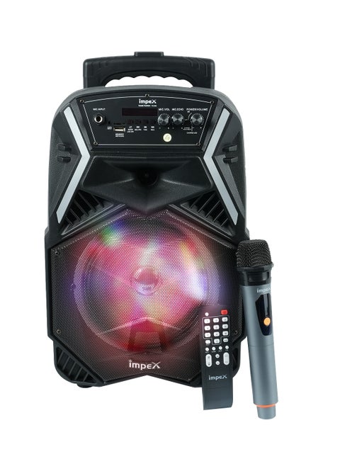TS-25B مكبر صوت محمول للوسائط المتعددة مع ميكروفون وإضاءة LED أسود
