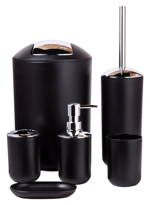 6-Piece Bathroom Set Black 25x25x30cm