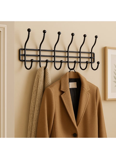 Wall Mounted Hook Hanger Black 56cm