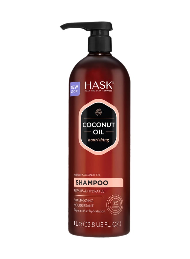 HASK Monoi Coconut Oil Nourishing Shampoo for All Hair Types - Hydrates, Strengthens & Revitalizes Lifeless Locks Black 1.0Liters - Image 1