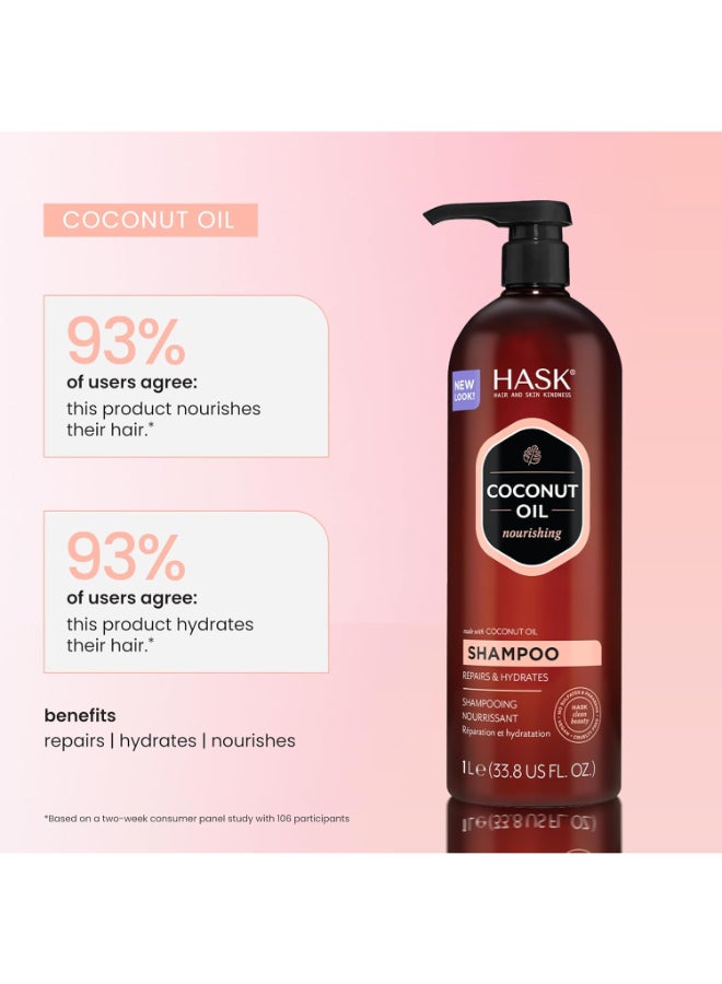 HASK Monoi Coconut Oil Nourishing Shampoo for All Hair Types - Hydrates, Strengthens & Revitalizes Lifeless Locks Black 1.0Liters - Image 5