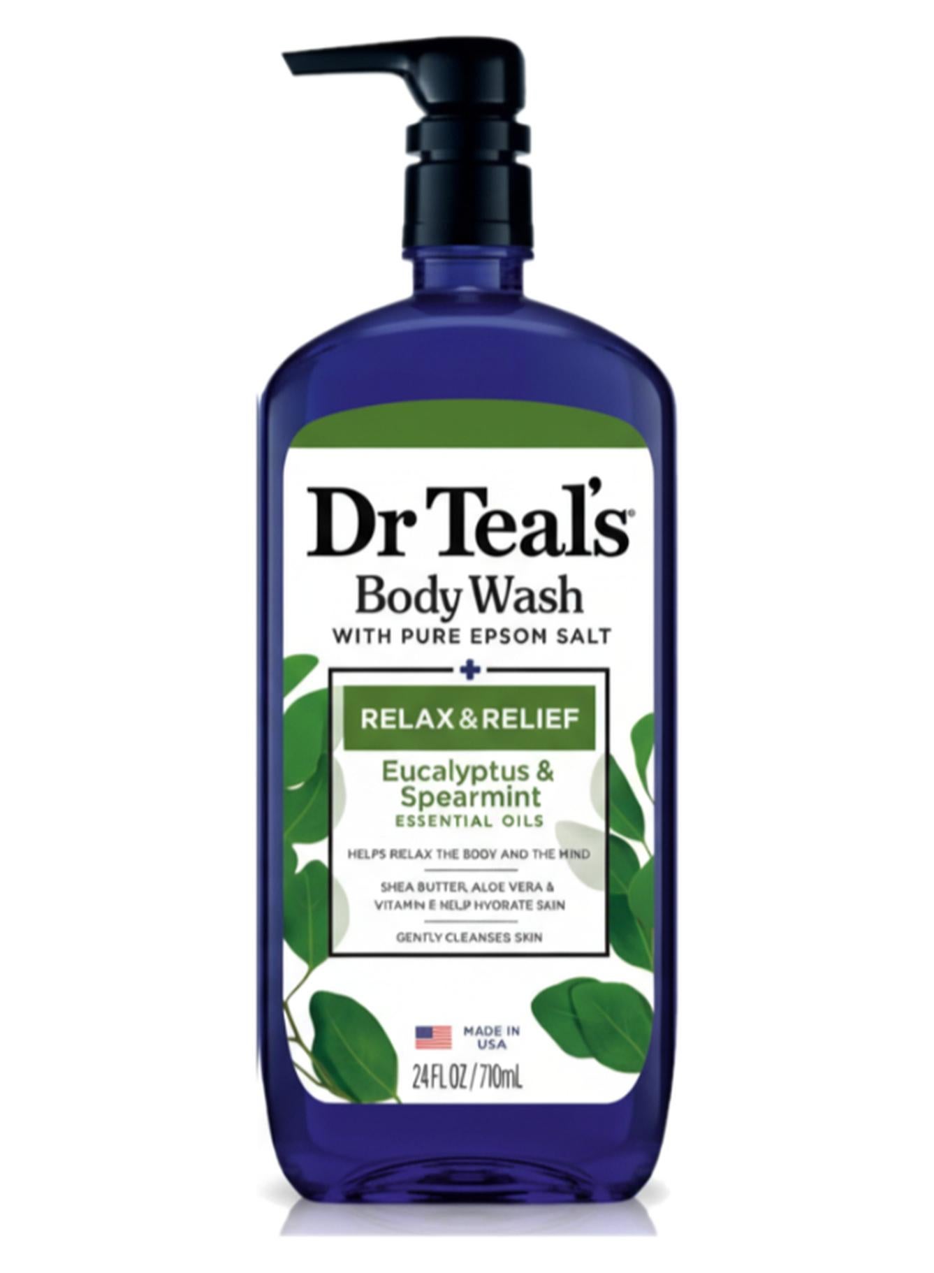 Epsom Salt Body Wash with Eucalyptus & Spearmint for Relax & Relief - Ultra-Moisturizing Formula Soothes Aching Muscles & Revitalizes Skin 710ml
