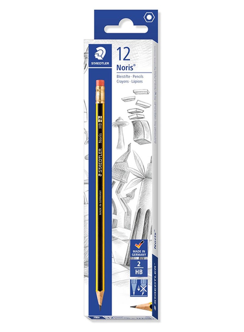 ستدلر طقم أقلام رصاص نوريس 122-HB مزودة بممحاة من ستيدلر أسود - Image 1