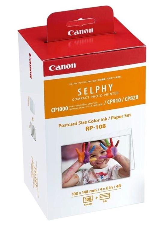 Canon SELPHY Compact Photo Printer Postcard Size Color Ink/Paper Set RP-108 - Image 1