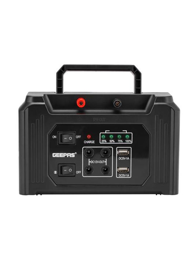GEEPAS - Rechargeable Power Station- GPS5593N| 7000 mAh Rechargeable Lead-Acid Battery, 4 Pieces 5W Bulbs With Solar Panel | Perfect Emergency Backup For Home, Travel, Camping And More Black - Image 1