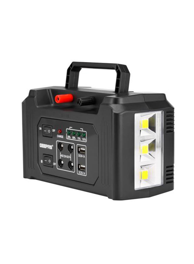 GEEPAS Rechargeable Power Station- GPS5593N| 7000 mAh Rechargeable Lead-Acid Battery, 4 Pieces 5W Bulbs With Solar Panel | Perfect Emergency Backup For Home, Travel, Camping And More Black - Image 3