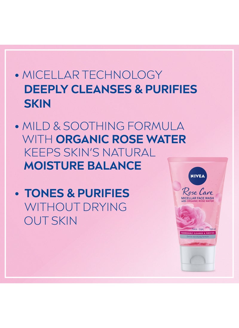 نيفيا ماء ميسيلار روز كير لتنظيف الوجه بخلاصة الزهور العضوية، مناسب لكل أنواع البشرة - Image 4