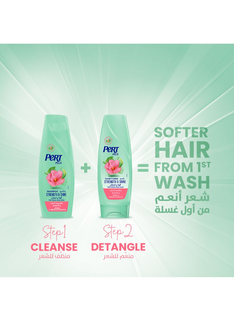 PERT PLUS Strength & Shine Shampoo for Weak and Dull Hair with Henna and Hibiscus Extract 400ml - Image 2