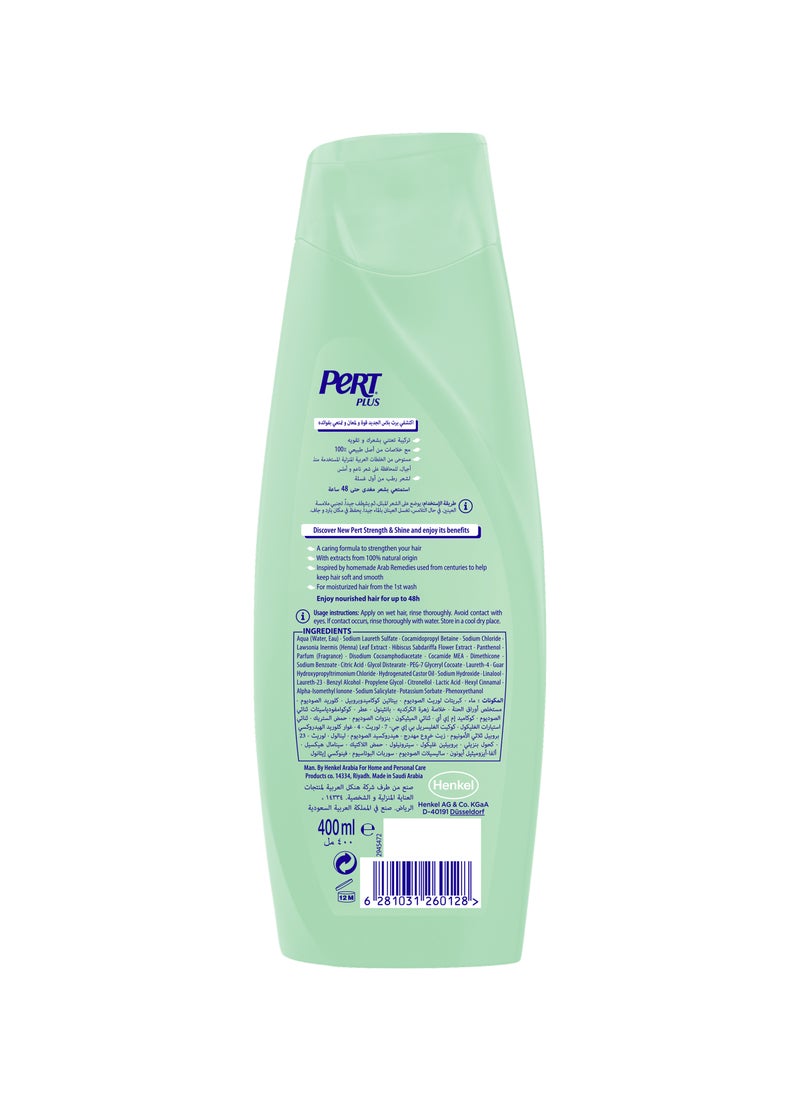 PERT PLUS Strength And Shine Shampoo For Weak Dull Hair With Henna And Hibiscus Extract 400ml - Image 2