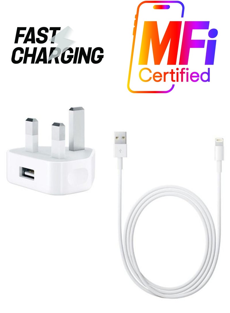 Generic - USB Wall Charger With Lightning Data Sync Charging Cable White - Image 1