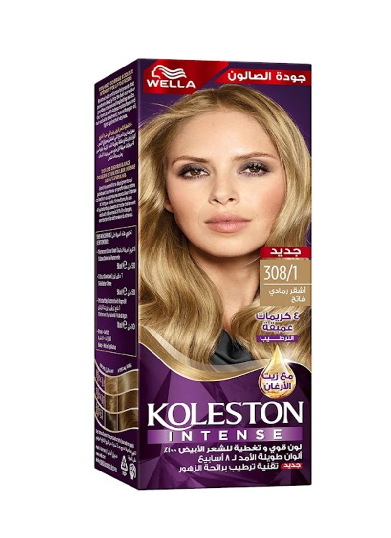 WELLA Koleston Hair Colour Cream 308/1 Light Ash Blonde - Image 2