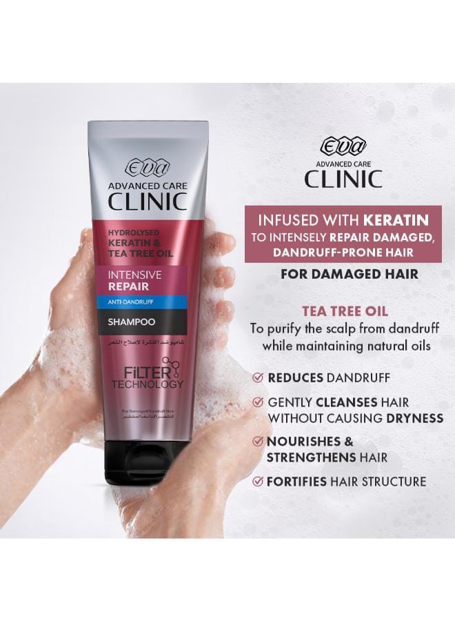 e Keratin Clinic Intensive Repair Anti-dandruff Shampoo with Keratin & Tea Tree Oil for Damaged Hair 230ml - Image 3