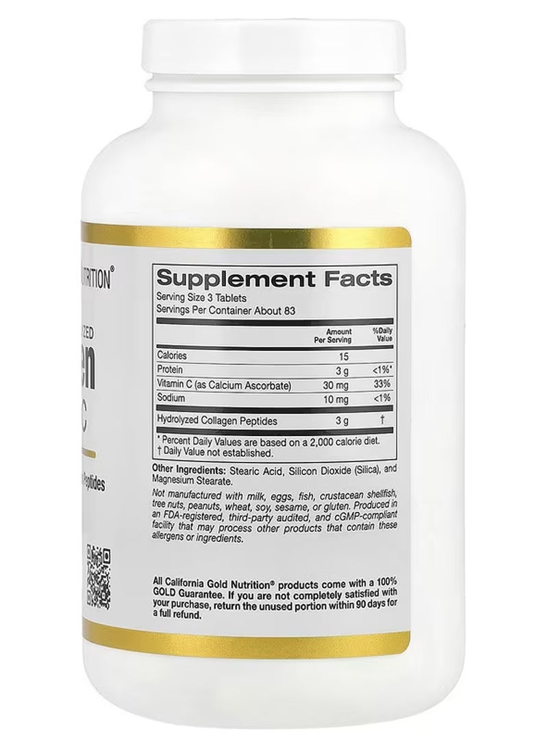 California Gold Nutrition Collagen Peptides Plus Vitamin C Dietary Supplement 250 Tablets  - Image 2