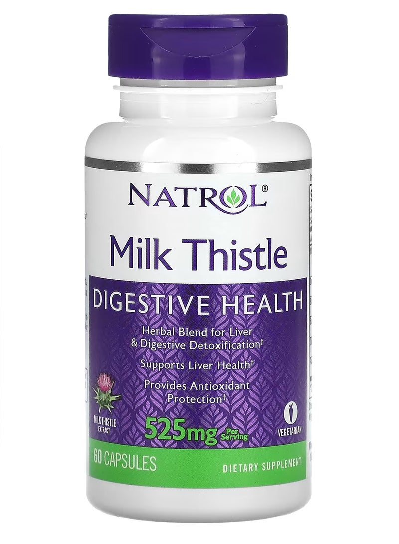 Natrol, Milk Thistle, 525 mg, 60 Capsules - Image 1