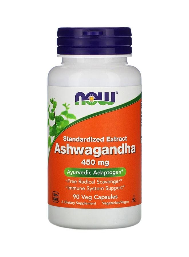 Now Foods Ashwagan 450mg Ayurvedic Adaptogen Dietary Supplement 90 Veg Capsules - Image 1