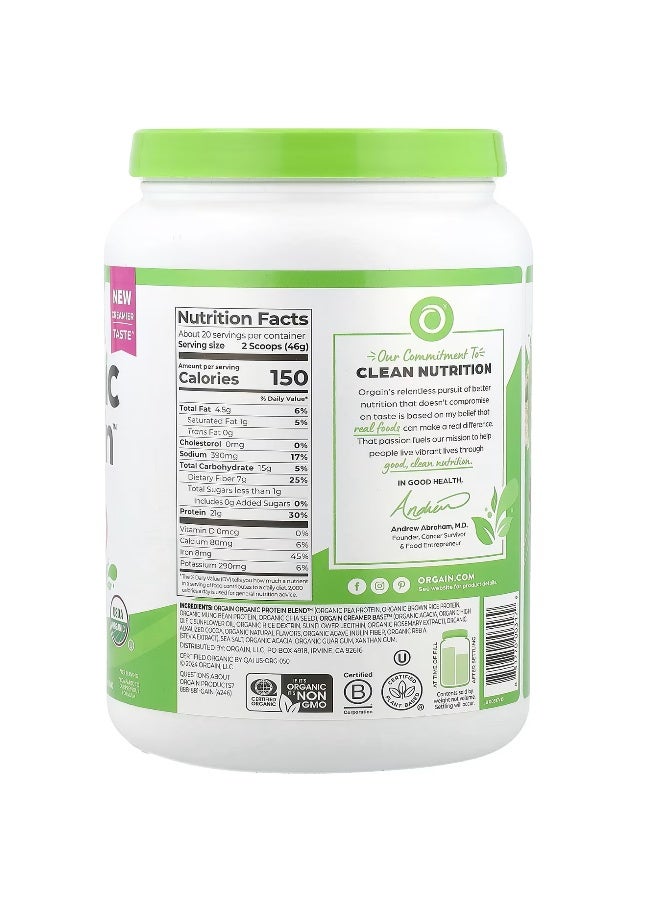 Orgain, Organic Protein Powder, Creamy Chocolate Fudge, 2.03 Lb