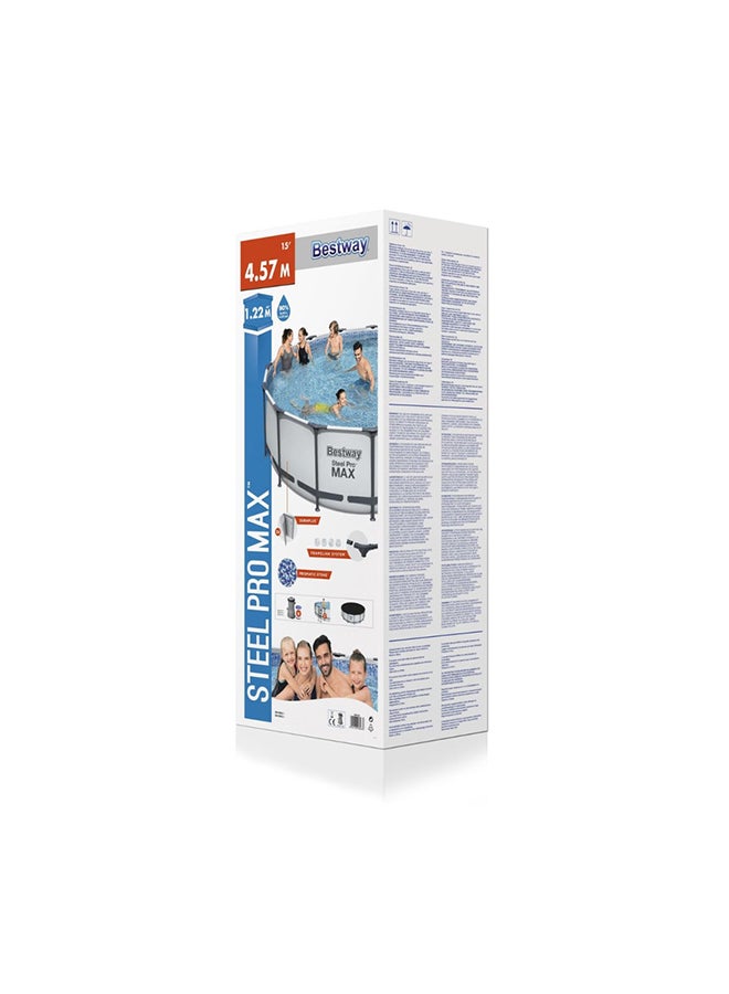Bestway Steel Pro Frame Pool Set(Pool Filter Pump Ladder Ground Cloth Cover) 457x122cm  - Image 2