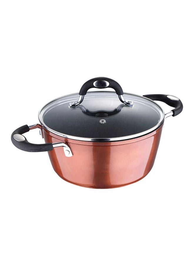 بيرجنر كسرولة باندورا من الألومنيوم المانع للالتصاق والمشكل بالطرق مع قاعدة مناسبة لمواقد الحث ومزودة بغطاء لون نحاسي 24سم - Image 1