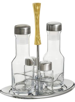 REGENT 4-Piece Lux Oil And Vinegar Bottle With Stand Clear/Gold/Silver 15.8 x 25 x 22.8cm  - Image 3
