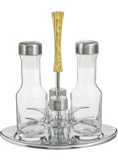 REGENT 4-Piece Lux Oil And Vinegar Bottle With Stand Clear/Gold/Silver 15.8 x 25 x 22.8cm  - Image 4