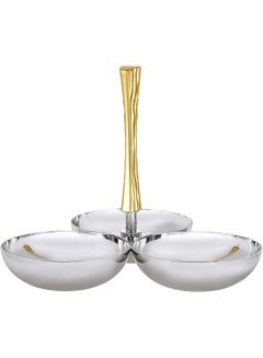 REGENT Onda Gold 3 Compartment Snack Bowl Multicolour Standard Silver/Brown 20x18x16cm  - Image 4