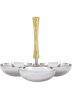 REGENT Onda Gold 3 Compartment Snack Bowl Multicolour Standard Silver/Brown 20x18x16cm  - Image 3