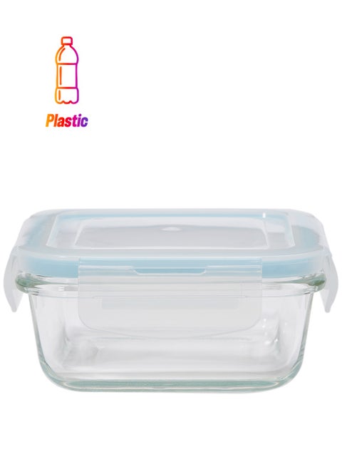 Boro Pro Square Food Storage Container With Lid Blue/Clear 340ml
