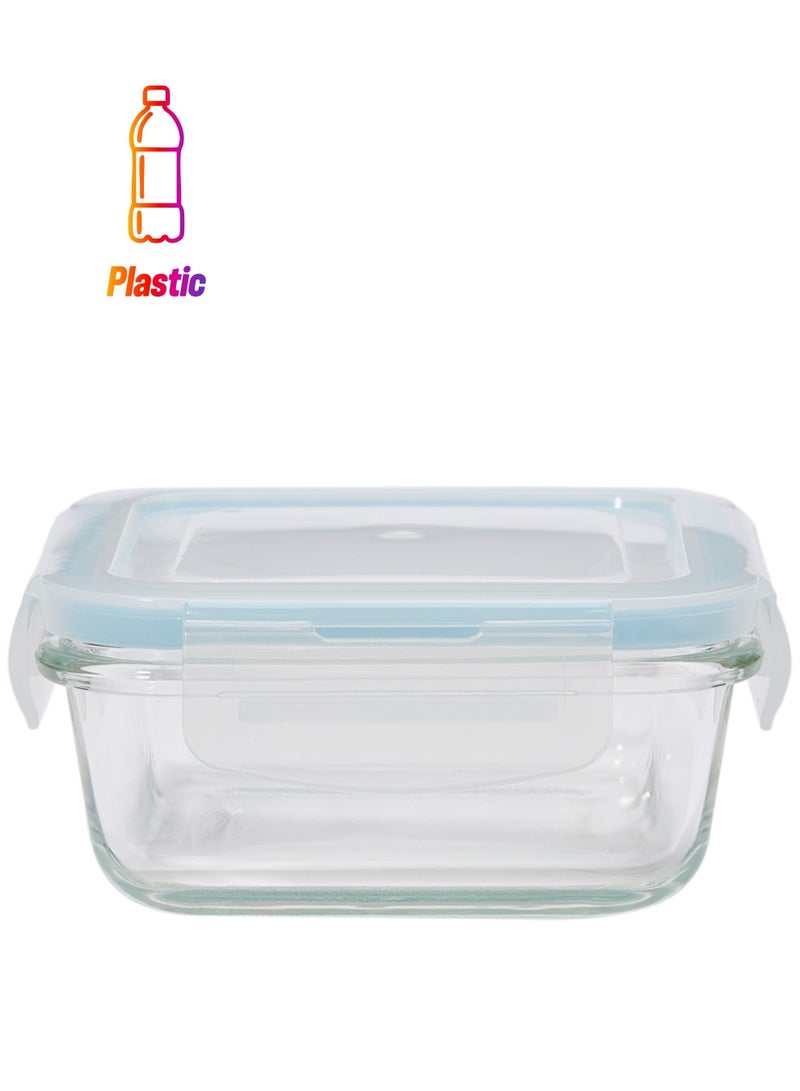 TALIONA Boro Pro Square Food Storage Container With Lid Blue/Clear 340ml - Image 1