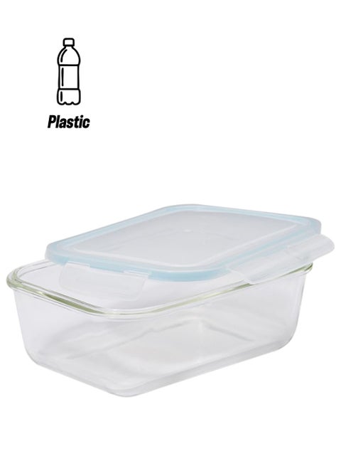 Boro Pro Rectangular Food Storage Container With Lid Blue/Clear 1860ml