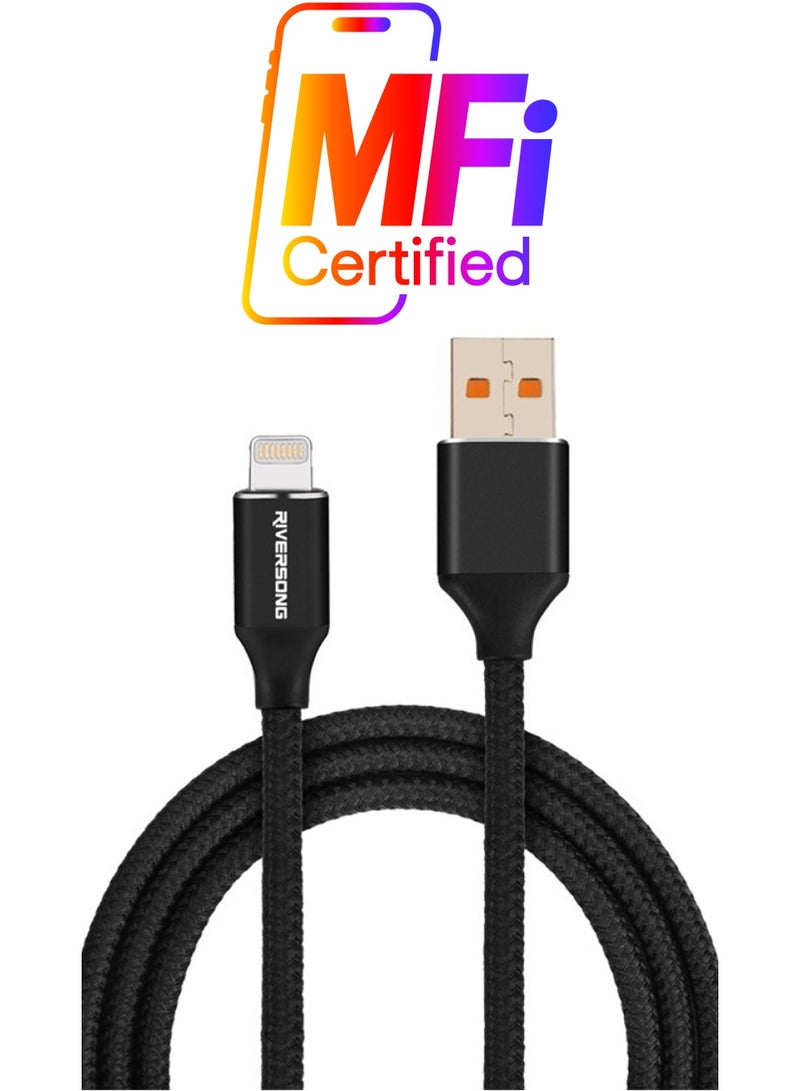 RIVERSONG - USB To Lightning Charging Cable Black - Image 1
