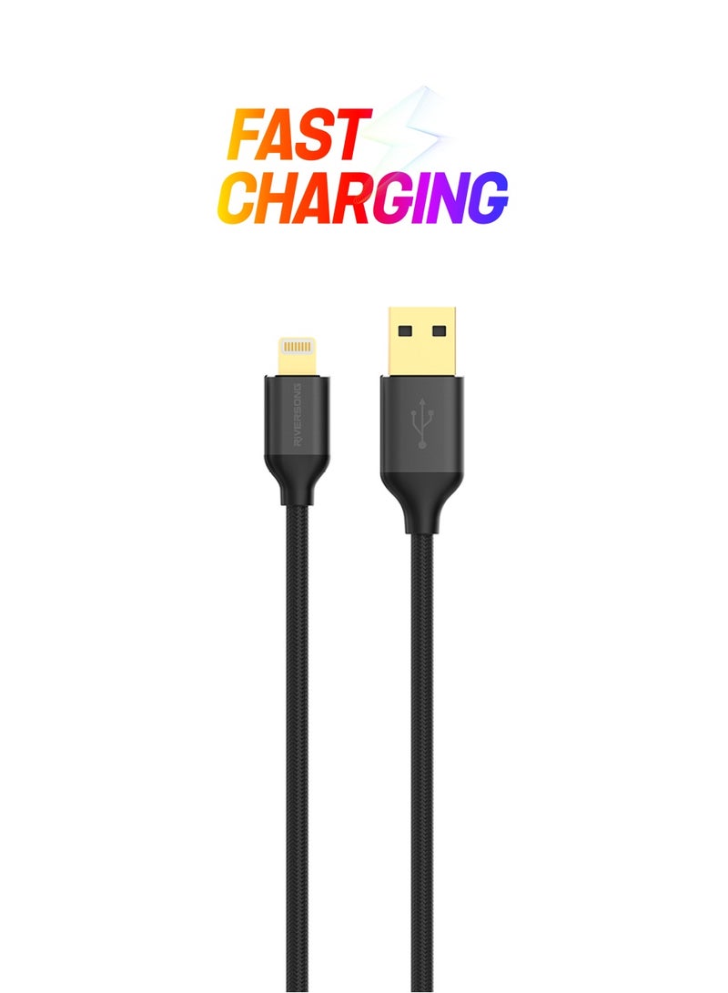 RIVERSONG - Hercules Ultra Strong Kevlar Cable - Lightning 1 metre Black - Image 1