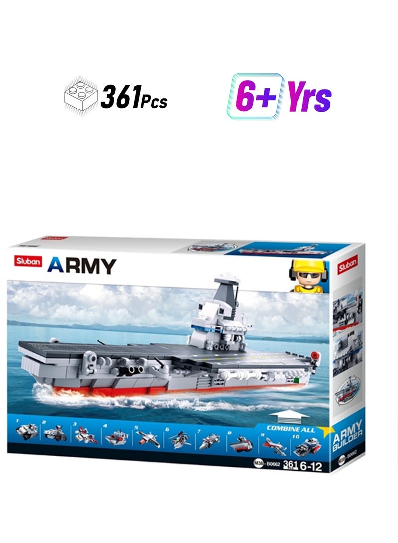 B0662 10 In 1 Army Aircraft Carrier Building Set 361 6+ Years