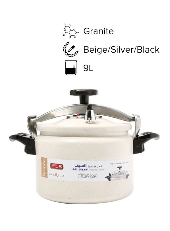 السيف  طنجرة ضغط جرانيت محكمة الإغلاق بيج/فضي/اسود 9.0لترات - Image 1