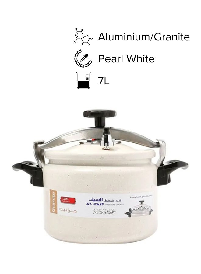 Alsaif Aluminium Granite Pressure Cooker Pearl White 7Liters 