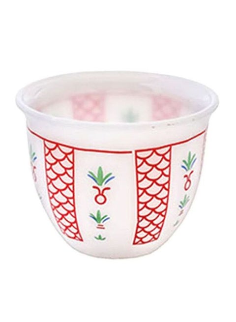 Round Cawa Cup 120 ml Porcelain White/Red