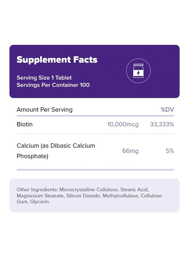 NATROL - Biotin 10000 Mcg Maximum Strength 100 Tablets - Image 1