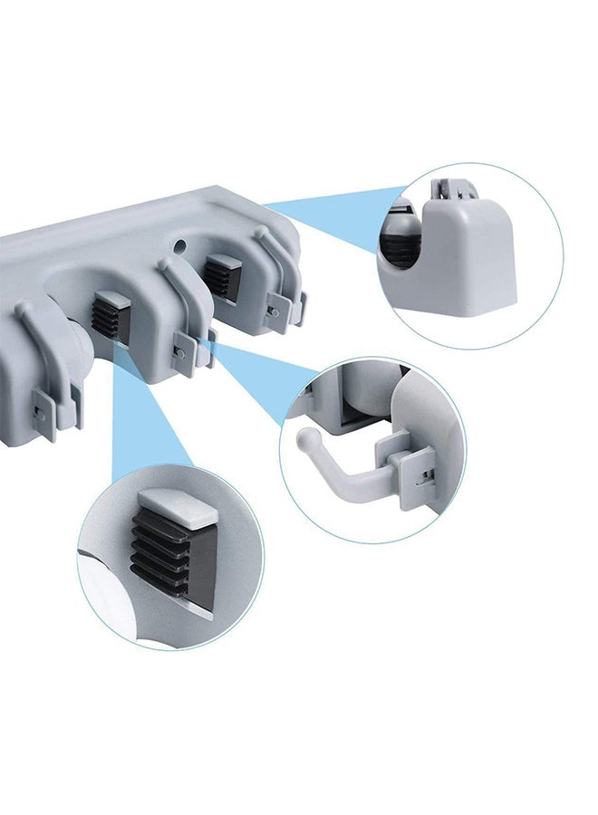 حامل ممسحة ومكنسة، ممسحة منظمة مثبتة على الحائط ورف تخزين موفر للمساحة لحديقة المطبخ والجراج ومكاتب الغسيل، 5 أوضاع مع 6 خطافات متعدد الألوان 33x6x8.1 سم متعدد الألوان - Image 3