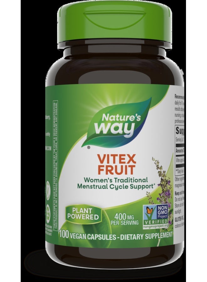 Nature's Way Vitex Fruit 400mg - 100 Vegan Capsules Packaging May Vary  - Image 1