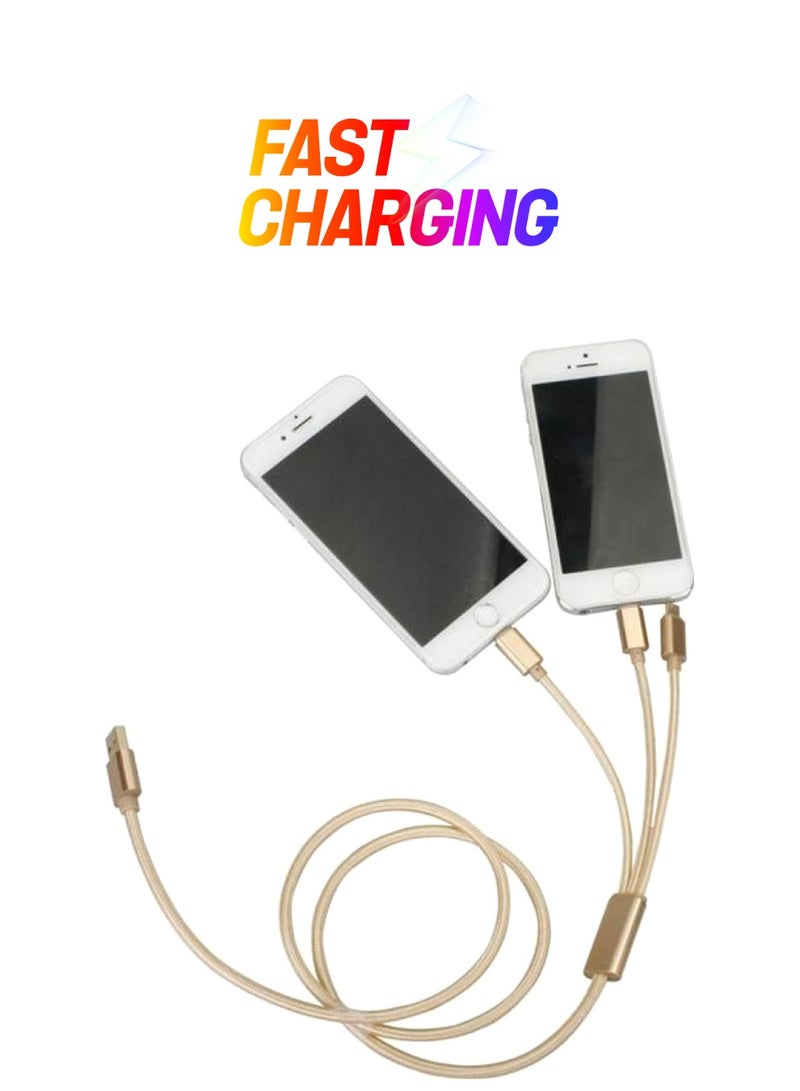 كابل شحن 3 في 1 بمنفذ USB أسود - Image 1